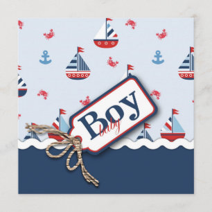 Nautical Sailboats Baby Shower Invitations