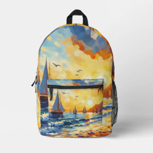 Nautical Sailboote Sunset Tropical Beach Bedruckter Rucksack