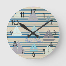 Nautical Sailing Boats Sailor Beach Wall  Clock Runde Wanduhr