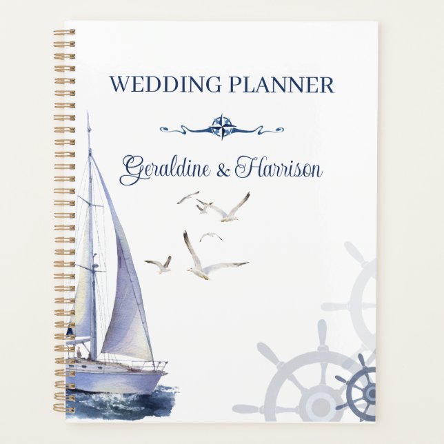 Nautical Sailing Yacht Wedding  Planer (Vorderseite)