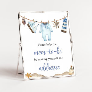 Nautical Sailor Ahoy Baby Shower Envelope Station Poster