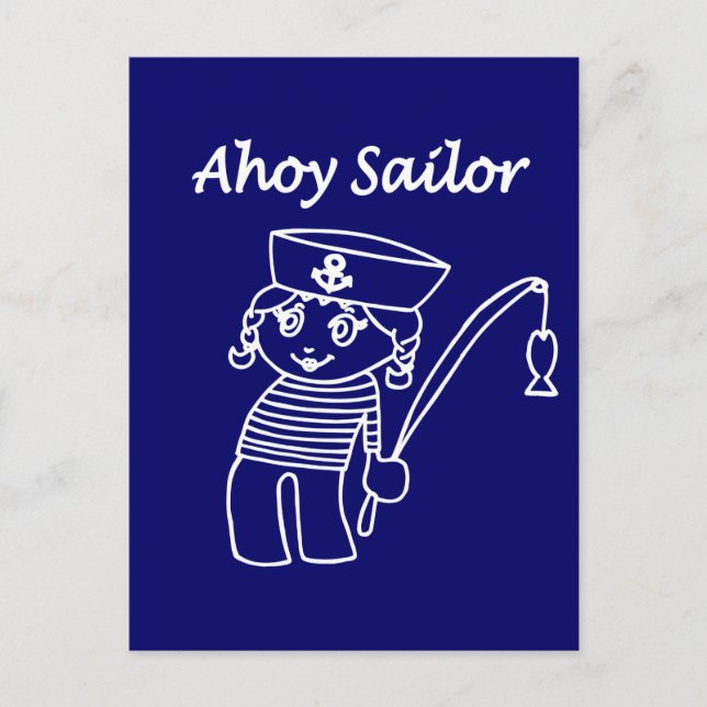 Nautical Sailor Girl Postkarte (Vorderseite)