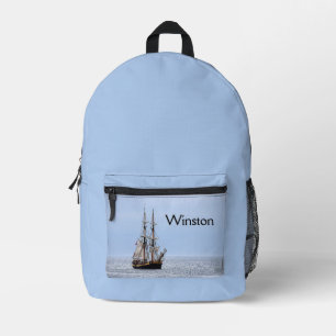 Nautical Schooner Blue Skies Personal Bedruckter Rucksack