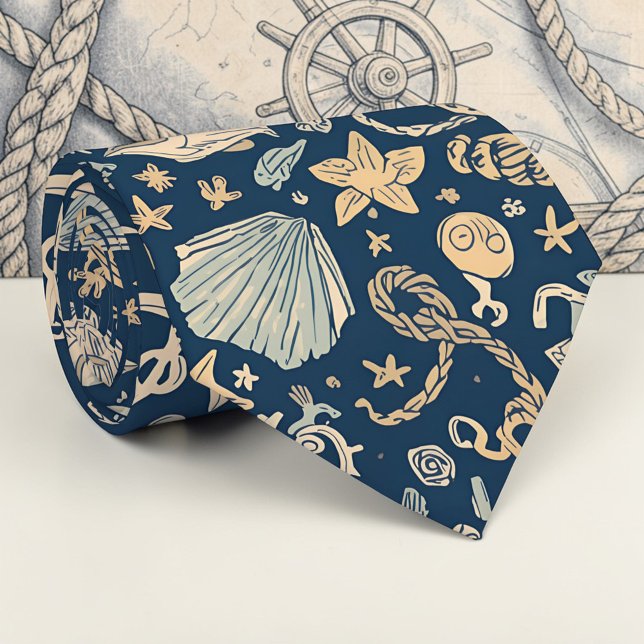 Nautical Sea Life Custom Necktie Krawatte (Von Creator hochgeladen)