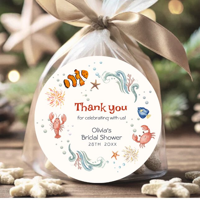 Nautical Seafood She Is a Catch Bridal Shower  Runder Aufkleber (Von Creator hochgeladen)