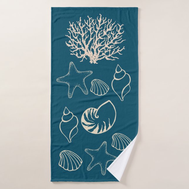 Nautical Seashell Bath Towel Badehandtuch (Badehandtuch)