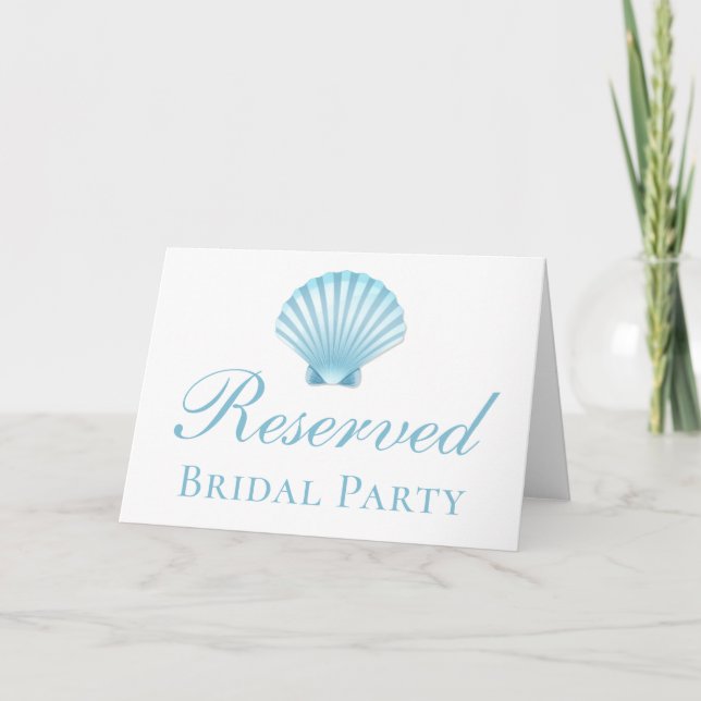 Nautical Seashell Blue Beach Wedding vorbehalten Einladung (Rückseite)