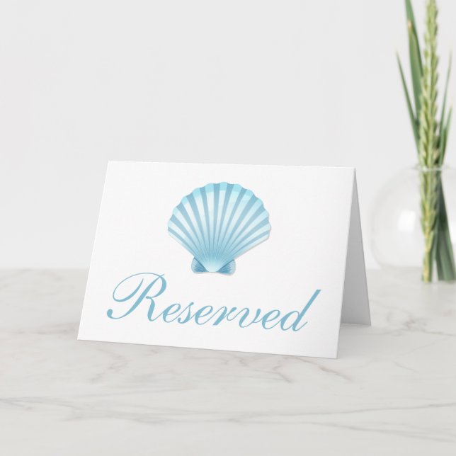 Nautical Seashell Blue Beach Wedding vorbehalten Einladung (Rückseite)
