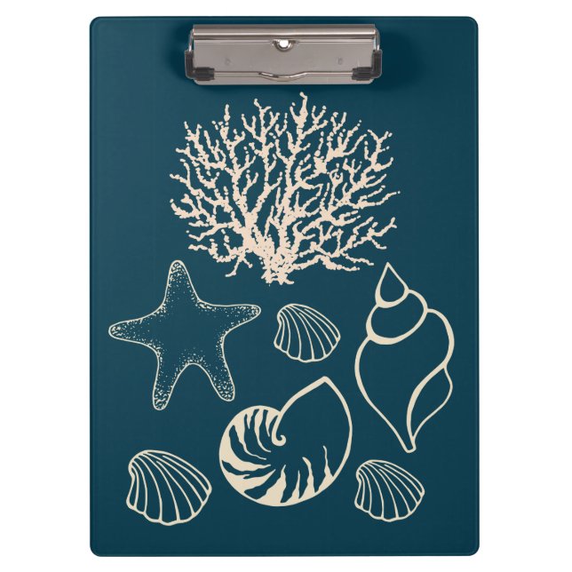 Nautical Seashell Clipboard  Klemmbrett (Vorderseite)