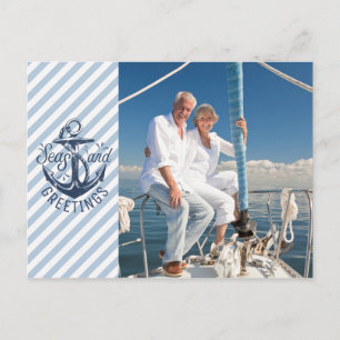 Nautical SEAson's Greetings, Navy Anchor—2 Foto Feiertagspostkarte