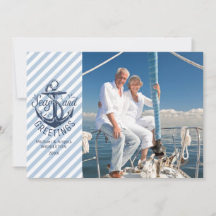 Nautical SEAsons Grüße, Nachricht/Foto auf der Rüc Feiertagskarte