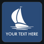 Nautical Segelschiff Silhouette Marine Blue Zoll Quadratischer Aufkleber<br><div class="desc">Nautical Segelschiff Silhouette marineblaue Custom Square Sticker und Umschlag Aufkleber. Personalisierte Aufkleber für Boote,  Yachting,  Segeln und vieles mehr.</div>