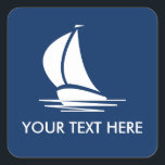 Nautical Segelschiff Silhouette Marine Blue Zoll Quadratischer Aufkleber<br><div class="desc">Nautical Segelschiff Silhouette marineblaue Custom Square Sticker und Umschlag Aufkleber. Personalisierte Aufkleber für Boote,  Yachting,  Segeln und vieles mehr.</div>