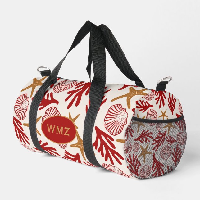 Nautical Shell Print Gym & Travel Bag Duffle Bag (Rechte Ecke)
