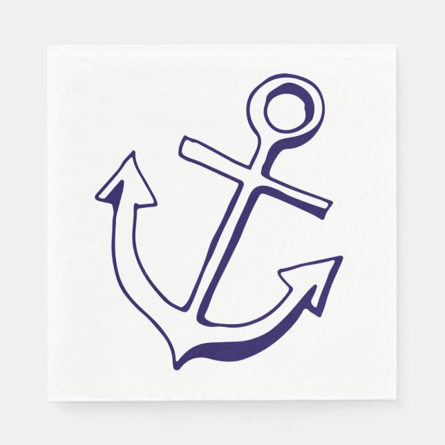 Nautical Ship Anchor Navy Blue Wedding Party Serviette (Vorderseite)