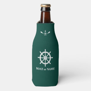 Nautical Ship Helm Anchor Oars Boat Name Grün Flaschenkühler