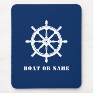 Nautical Ship Wheel Helm & Dein Boot oder Name Nav Mousepad