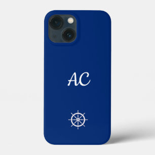 Nautical Ships Wheel Blue+White (personalisieren) Case-Mate iPhone Hülle
