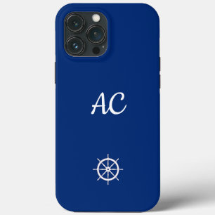 Nautical Ships Wheel Blue+White (personalisieren) Case-Mate iPhone Hülle