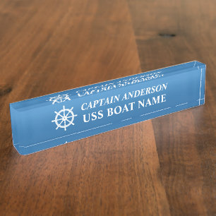 Nautical Ships Wheels Helm mit Captain und Boot Namensplakette