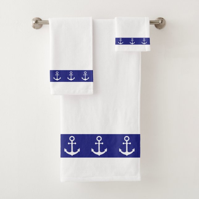 Nautical Simple, Elegant, Anchors on Blue & White (En situation)