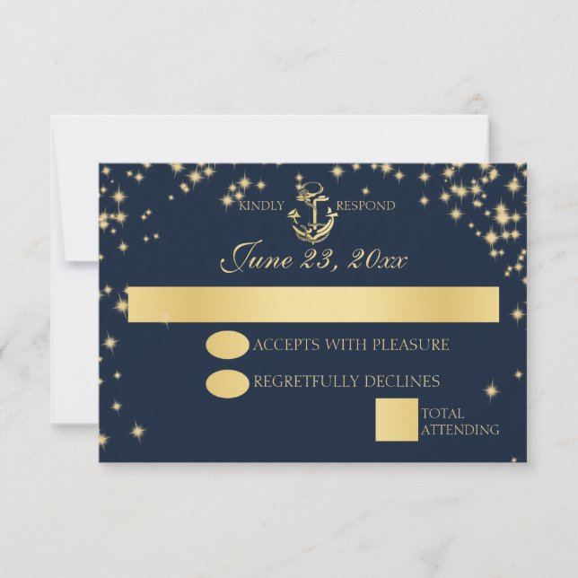 Nautical Starry Sky Twinkle Wedding Response RSVP Karte (Vorderseite)
