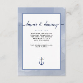 #Nautical Steel Blue Watercolor #Wedding Details Begleitkarte