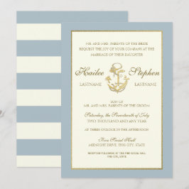 Nautical Steel Blue Wedding Einladung