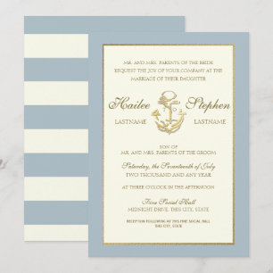 Nautical Steel Blue Wedding Einladung
