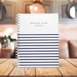 Nautical Stripe Navy Blue Stylish Trendy Journal Notizbuch