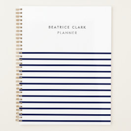 Nautical Stripe Navy Blue Stylish Trendy Modern Planer