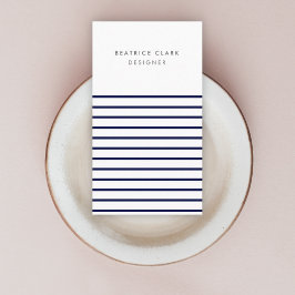 Nautical Stripe Navy Blue Stylish Trendy Modern Visitenkarte