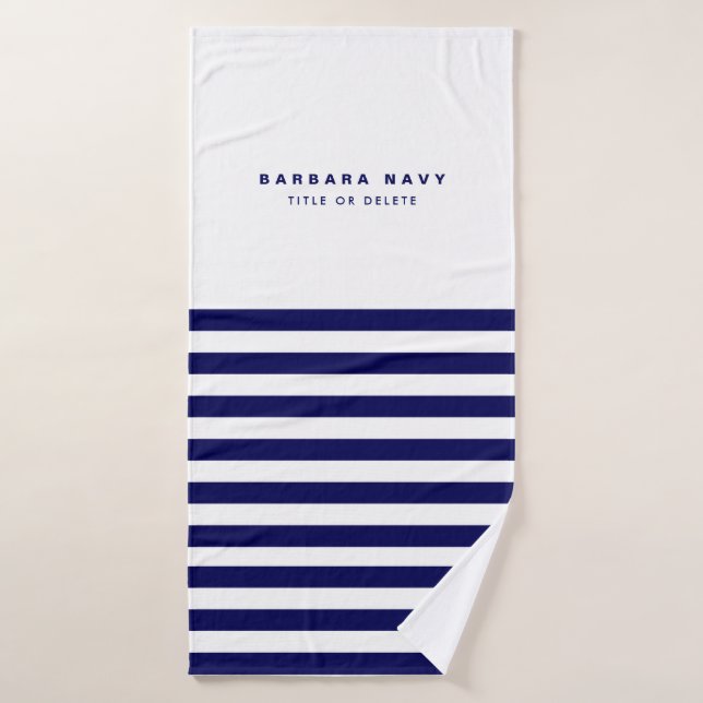 Nautical Stripe Navy Blue Trendy Stilvoll 9 Streif Badehandtuch (Badehandtuch)