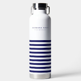 Nautical Stripe Navy Blue Trendy Stilvoll 9 Streif Trinkflasche