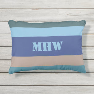 Nautical Stripes benutzerdefiniertes Monogramm-Wur Kissen Für Draußen