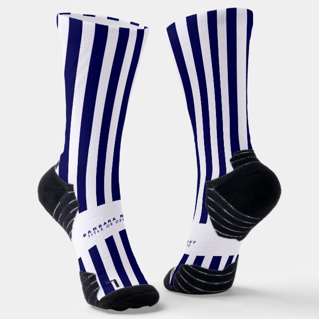 Nautical Stripes Navy Blue Trendy Stylish Socken (Gewinkelt)