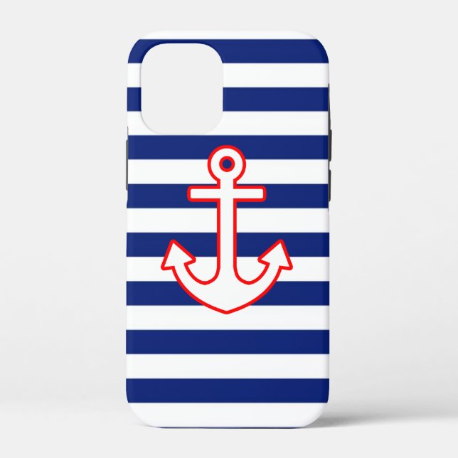 Nautical Style Anchor on Stripes Case-Mate iPhone Hülle (Rückseite)