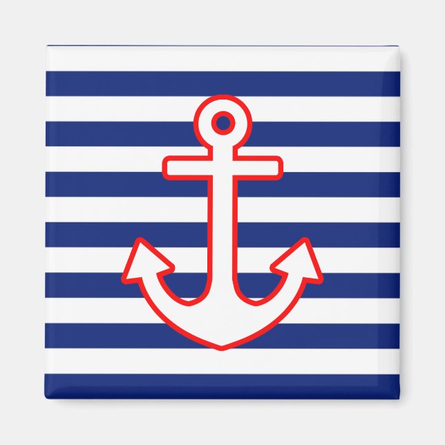 Nautical Style Anchor on Stripes Magnet (Vorne)