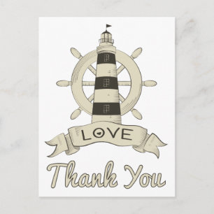 Nautical Tan Vielen Dank Lighthouse & Ship Anchor Postkarte