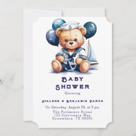 Nautical Teddy Bear Delight Boy Baby Dusche Einladung