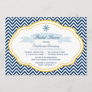 Nautical Thema Marine Gold Brautdusche Einladung
