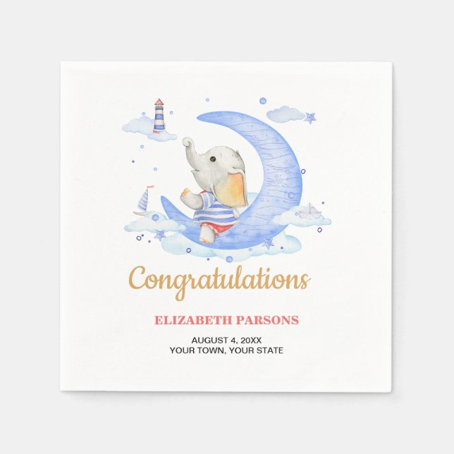 Nautical Theme Boy Baby Dusche Serviette (Vorderseite)