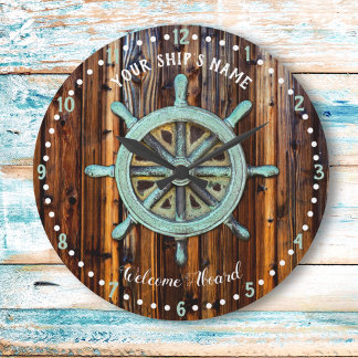 Nautical Theme Bronze Captains Wheel Große Wanduhr