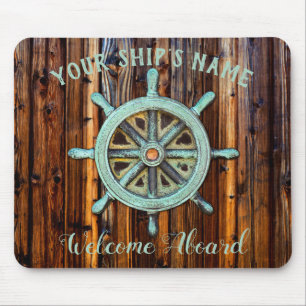 Nautical Theme Bronze Captains Wheel Mousepad