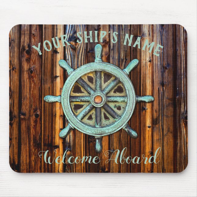 Nautical Theme Bronze Captains Wheel Mousepad (Vorne)