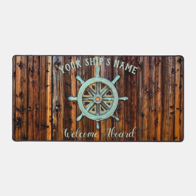 Nautical Theme Bronze Captains Wheel Schreibtischunterlage (Vorderseite)