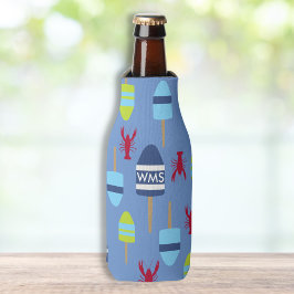 Nautical Theme Buoy and Hummer mit Monogramm Flaschenkühler