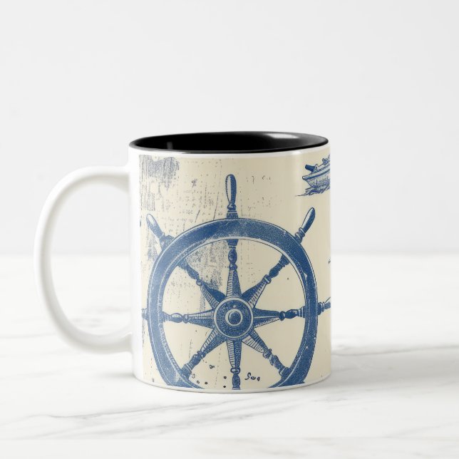 Nautical Theme Keramik Tasse mit Anchor, Helm und (Links)