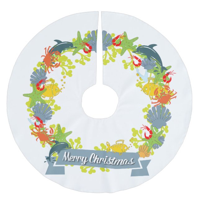 Nautical Theme Weihnachtskraut-Baumrock Polyester Weihnachtsbaumdecke (Vorderseite)