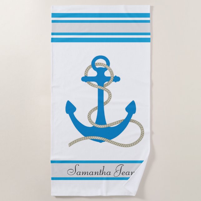 Nautical Themed Anchor Strandtuch (Vorderseite)